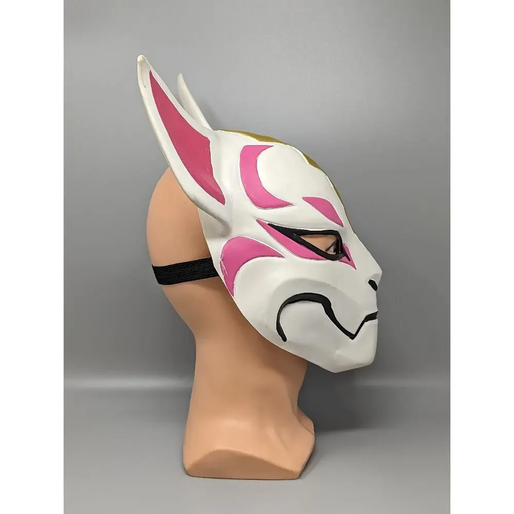 Fortnite White Rubber Kitsune Fox Drift Mask Halloween Costume Pink Cosplay